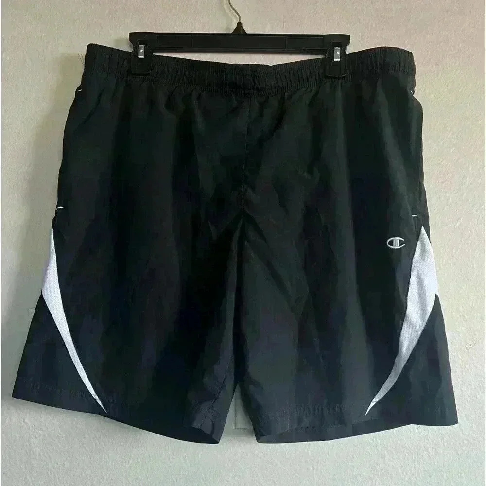 Champion Black Polyester Lined Mans Swimming Trunks Shorts M